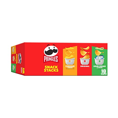 Pringles Potato Crisps Chips, Lunch Snacks, Office and Kids Snacks, Snack Stacks, Variety Pack, 12.9oz Box (18 Cups) 3 Flavors 18 Count (Pack of 1)