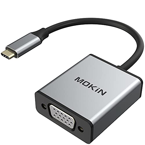 USB C to VGA Adapter,MOKiN USB C(Type C) to VGA Adapter Cable for MacBook Pro 2018/2017, iPad Pro/MacBook Air 2018, Samsung Galaxy S9/S8, Surface Go and More Newest Updated Version (Space Gray)