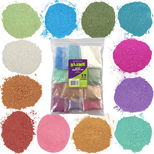 Maddie Rae's Slime Pearl Pigment Powder Extra Large 28g (1oz) Packs- 12 Mica Powder Colors - Great for Slime, Soap Making, Candle Making, Bath Bomb Dye Colorant