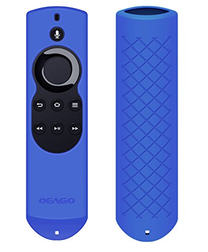 Book Cover OEAGO Silicone [Anti Slip] Shock Proof Cover Case for All-New Fire TV with 4K Alexa Voice Remote (2017 Edition) (2nd Gen) / Fire TV Stick Alexa Voice Remote - Blue