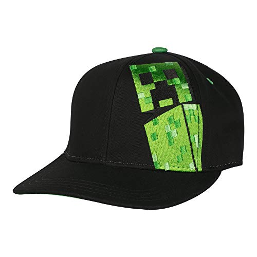 Book Cover JINX Minecraft Creepin Creeper Snapback Baseball Hat, Black, Youth Fit