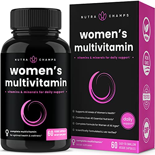 Women's Daily Multivitamin Supplement - Vegan Capsules with Biotin, Vitamins A B C D E K, Calcium, Zinc, Lutein, Magnesium - Premium Multimineral Multivitamin for Women