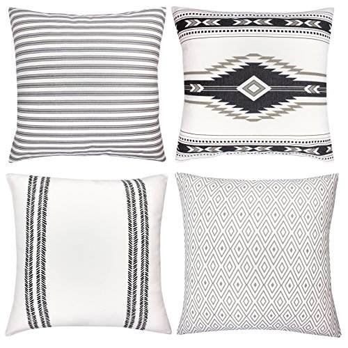 Woven Nook Decorative Throw Pillow Covers, 100% Cotton Canvas, Sahara Set, Pack of 4