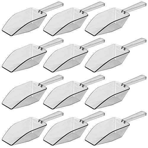 Clear Mini Plastic Acrylic Scoops 12 Pcs | 5.5” Kitchen Scoop | Wedding Desserts | Candy Buffet, Ice Cream, Protein Powders, Coffee, Tea, Flour (12 Pack, 5.5")