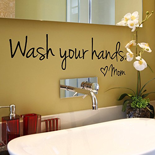 Fenleo Wash Your Hands Wall Stickers Decal Vinyl Art Mural Home Decor 44x14.4CM
