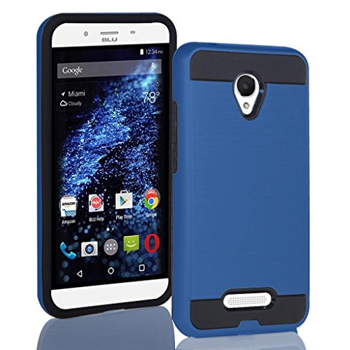 BLU Studio X8 HD Case, Tough Hybrid + Dual Layer Shockproof Drop Protection Metallic Brushed Case Cover + Screen Protector for Studio X8 HD (S530) (VGC Blue + SP)