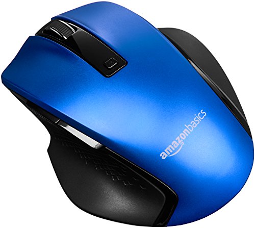 Book Cover Amazon Basics Compact Ergonomic Wireless PC Mouse with Fast Scrolling - Blue