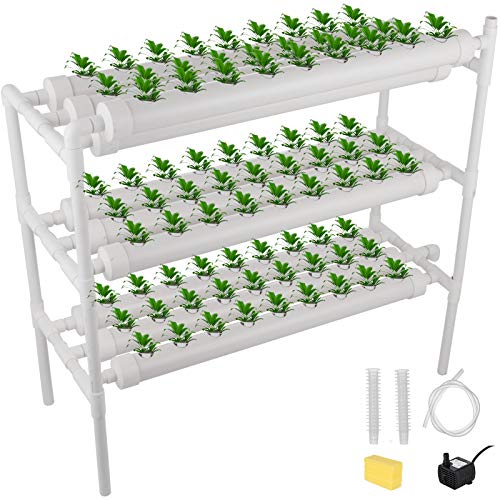 DreamJoy Hydroponic Grow Kit 90 Sites 10 Pipe NFT PVC Hydroponic Pipe Home Balcony Garden Grow Kit Hydroponic Soilless Plant Growing Systems Vegetable Planting Grow Kit (90Site 10Pipe)