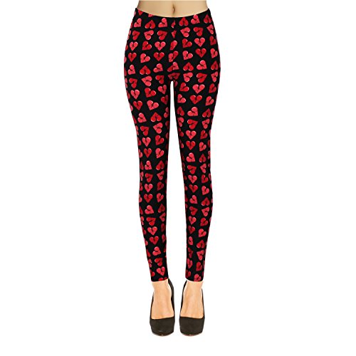 Valentine Day Leggings for Women & Teens Warm Love Hearts Be Mine Print...