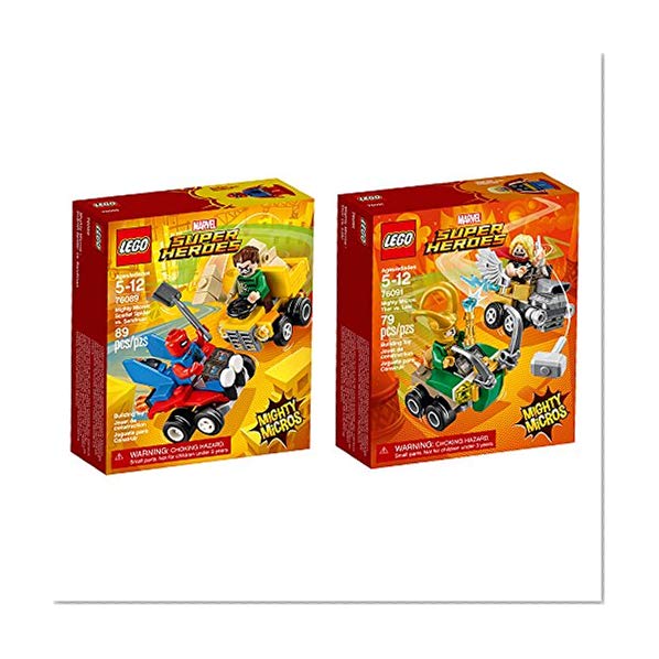 LEGO Super Heroes Micro Spider Man and Thor 2-Pack Bundle Building Kit (168 Piece) Stacking Toys