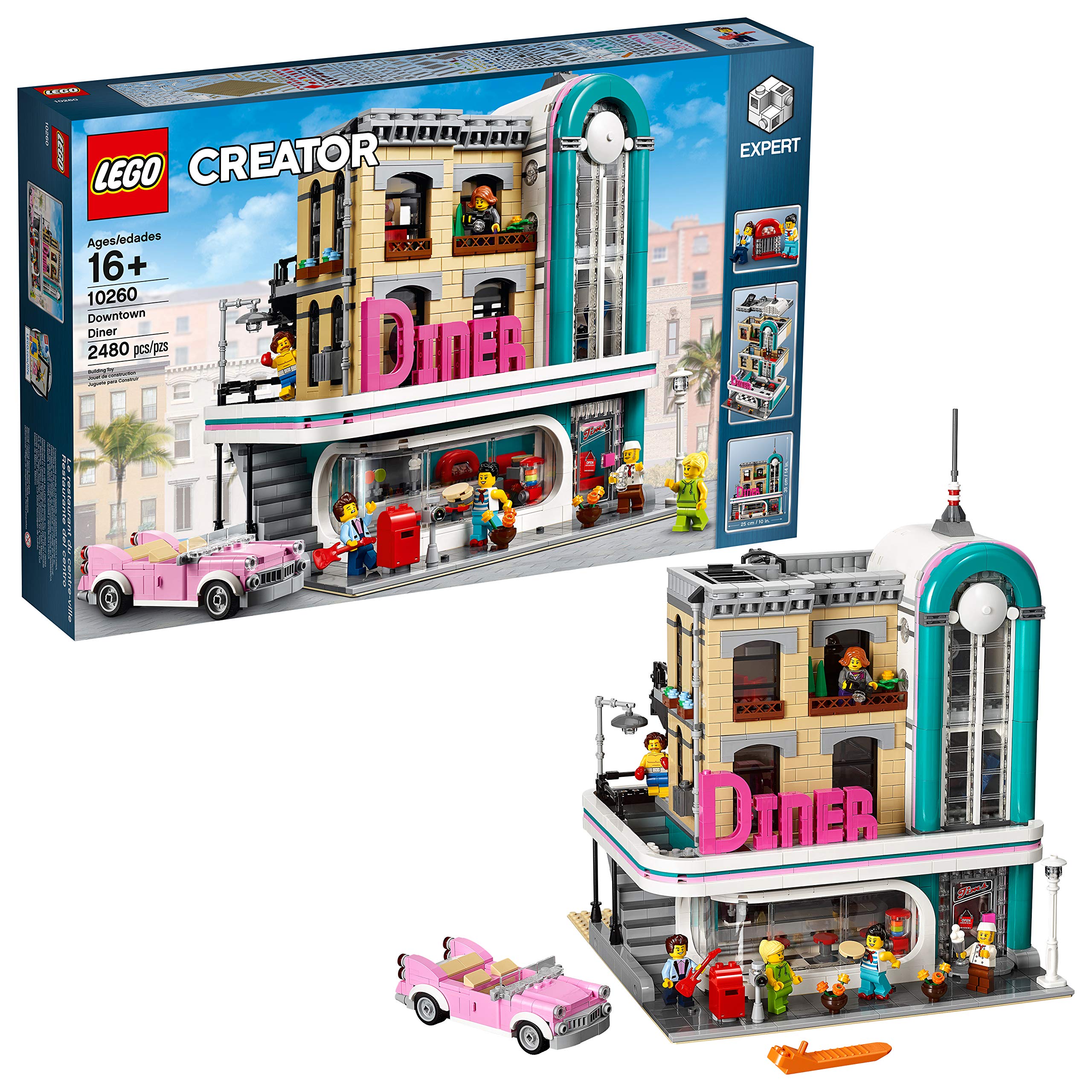 Book Cover LEGO Creator Expert Downtown Diner 10260 Building Kit, Model Set and Assembly Toy for Kids and Adults (2480 Pieces) Standard Packaging