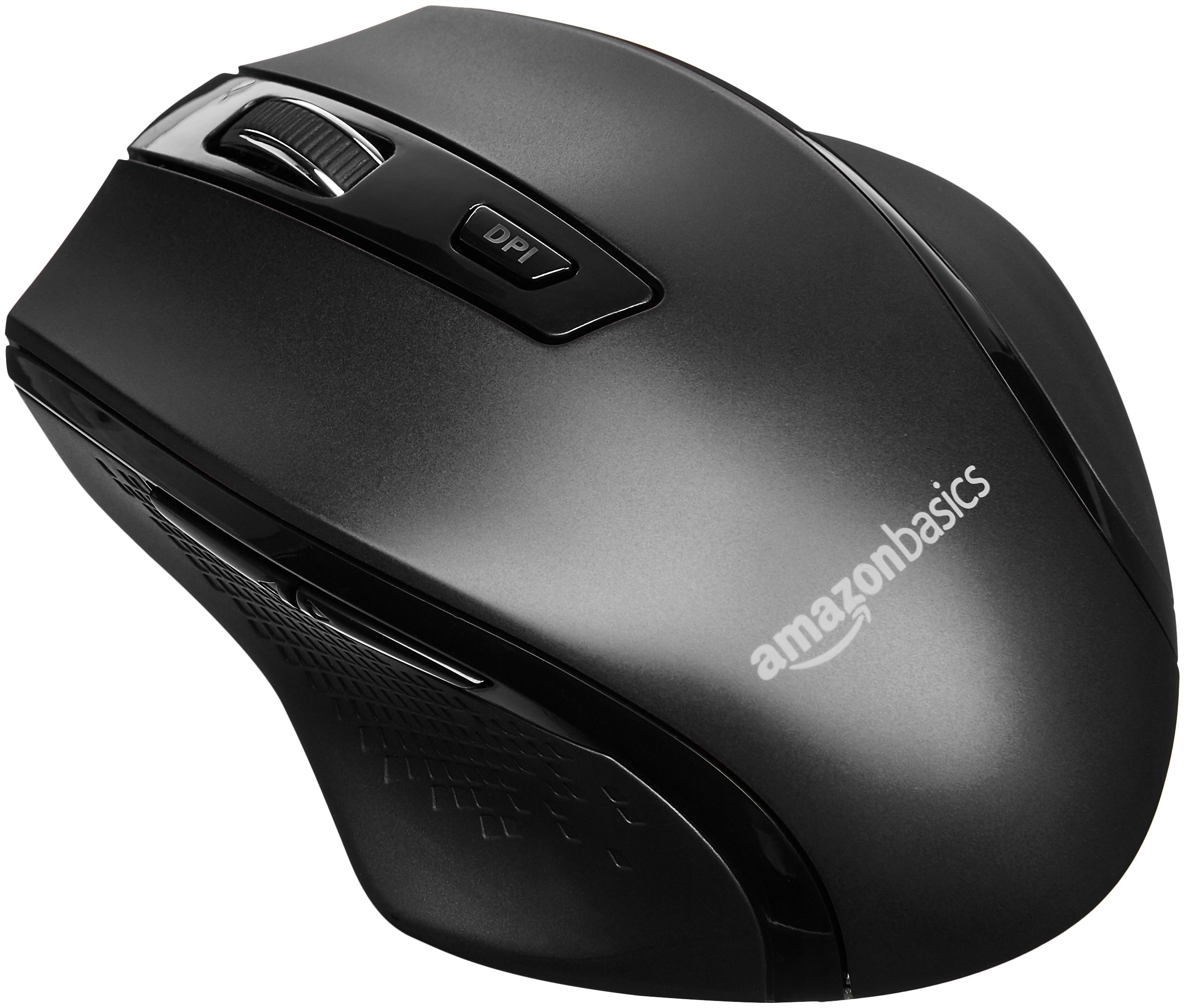 Book Cover Amazon Basics Ergonomic Wireless PC Mouse - DPI adjustable - Black Black Mouse