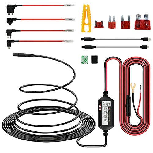 NUNET Mini USB Hardwire Kit with LP Mini/Mini/ATO/Micro2 Fuse 10ft Hard Wire kit 5V/2A Output for Car Motorcycle Charger Cable Kit for Dash Cameras GPS Cellphone Dash Cam NuCam AW (MiniUSB and Fuse Kit)