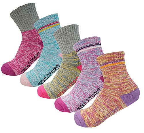 SEOULSTORY7 5Pack Women's Mid Cushion Low Cut Hiking/Camping/Performance Socks Block2P/MultiColor3P Small