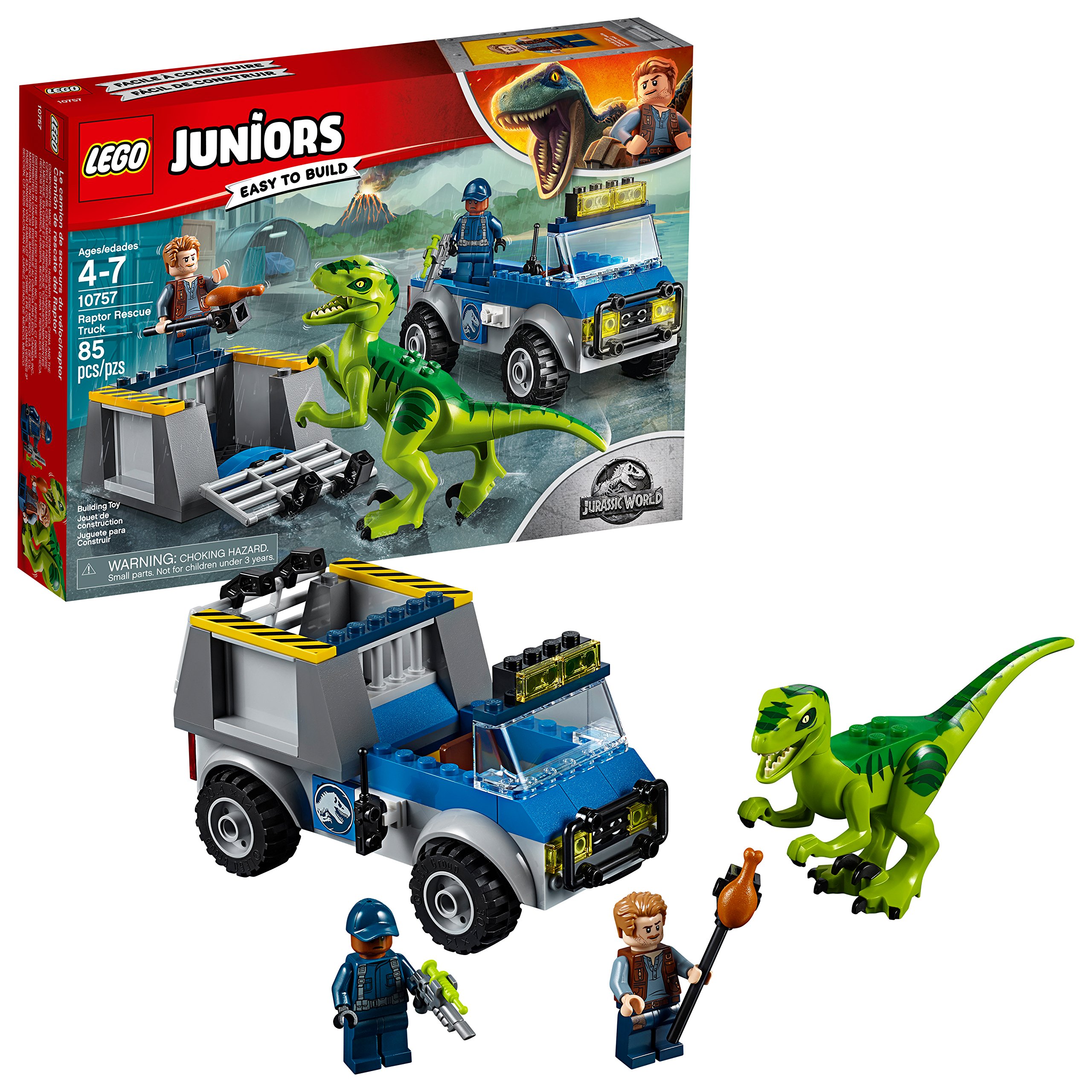 Book Cover LEGO Juniors/4+ Jurassic World Raptor Rescue Truck 10757 Building Kit (85 Pieces) (Discontinued by Manufacturer)