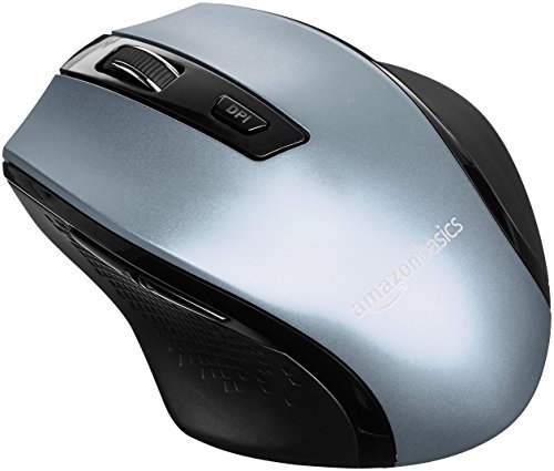 AmazonBasics Ergonomic Wireless PC Mouse - DPI adjustable - Silver