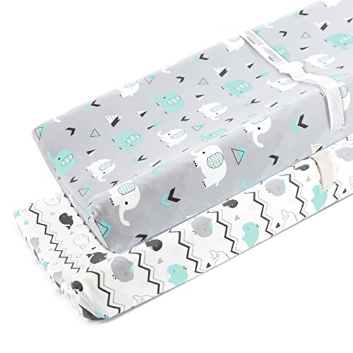 Book Cover Stretchy Changing Pad Covers for Boys Girls ,2 Pack Jersey Knit ,Elephant & Whale
