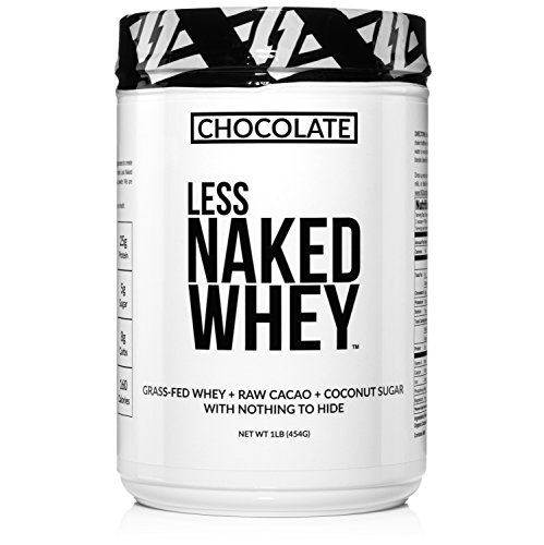 Book Cover Less Naked Whey Chocolate Protein 1LB - All Natural Grass Fed Whey Protein Powder, Organic Chocolate, and Coconut Sugar - GMO, Soy, and Gluten Free Aid Muscle Growth and Recovery 12 Servings