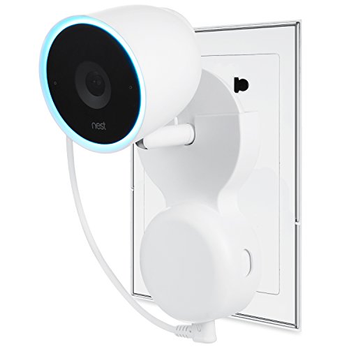 Wasserstein AC Outlet Mount Compatible with Nest Cam IQ Indoor - 130-Degree Swivel Wall Plug Mount with No Messy Wires or Screws (1-Pack, White)
