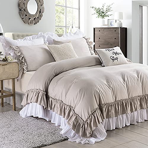 Queen's House Cotton Duvet Cover Taupe Bedding Set Queen Size