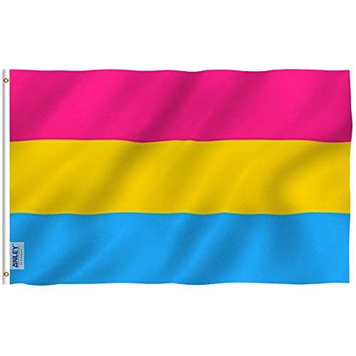 Book Cover Anley Fly Breeze 3x5 Foot Pansexual Pride Flag - Vivid Color and Fade Proof - Canvas Header and Double Stitched - Omnisexual LGBT Flags Polyester with Brass Grommets 3 X 5 Ft