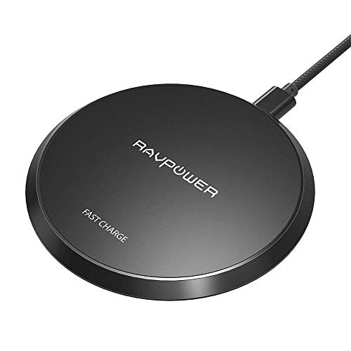 Wireless Charger RAVPower Qi Certified 10W Fast Wireless Charging Pad for Galaxy S9+ S9 Note 8, Compatible iPhone X 8 Plus 8 and All Qi-Enabled Phones (NO Adapter)
