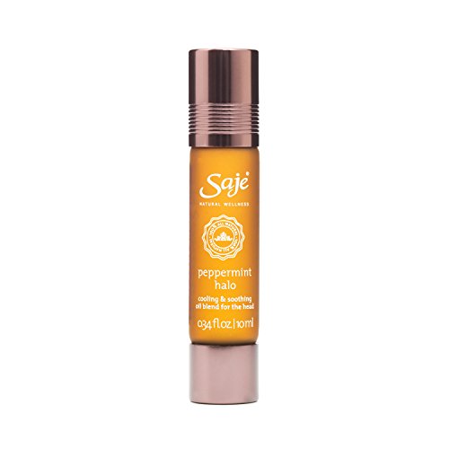 Saje Peppermint Halo Essential Oil Blend, Soothes the Head, Roll-On Application, 100% Natural (0.34 fl oz)