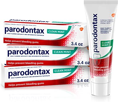 Book Cover Parodontax Clean Mint Toothpaste for Bleeding Gums, 3 Count, 3.4 OZ.