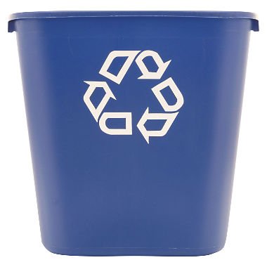 Book Cover Rubbermaid FG295673 Blue Medium Deskside Recycling Container with Universal Recycle Symbol, 28-1/8 qt Capacity, 14.4