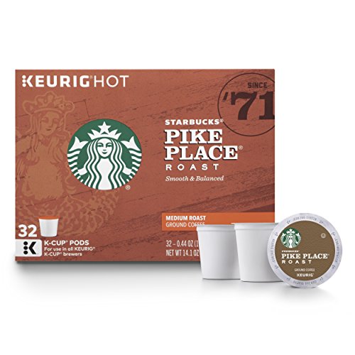 Book Cover Starbucks Pike Place Roast Medium Roast Single Cup Coffee for Keurig Brewers, 1 box of 32 (32 total K-Cup pods)