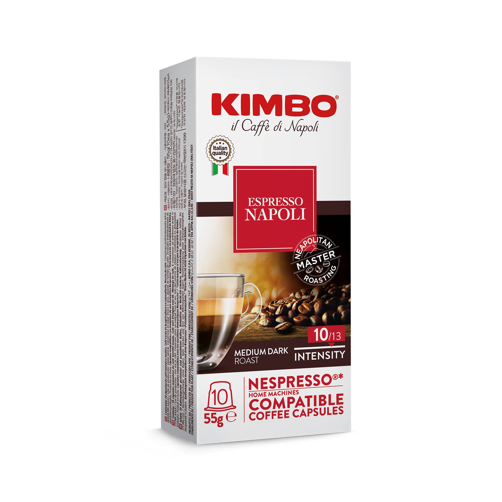 4 Boxes of Kimbo Espresso Napoli Nespresso Capsules 10 Count (Pack of 4)