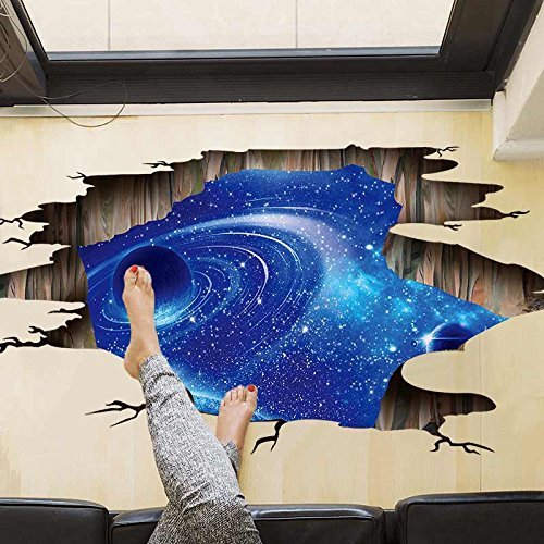 Book Cover Amaonm Creative 3D Blue Vastness Universe Sky Planet Space Wall Decals Mural Removable DIY Wall Stickers Decor for Home Walls Floor Ceiling Kids Nursery Room Boy Girls Bedroom Bathroom Living Room