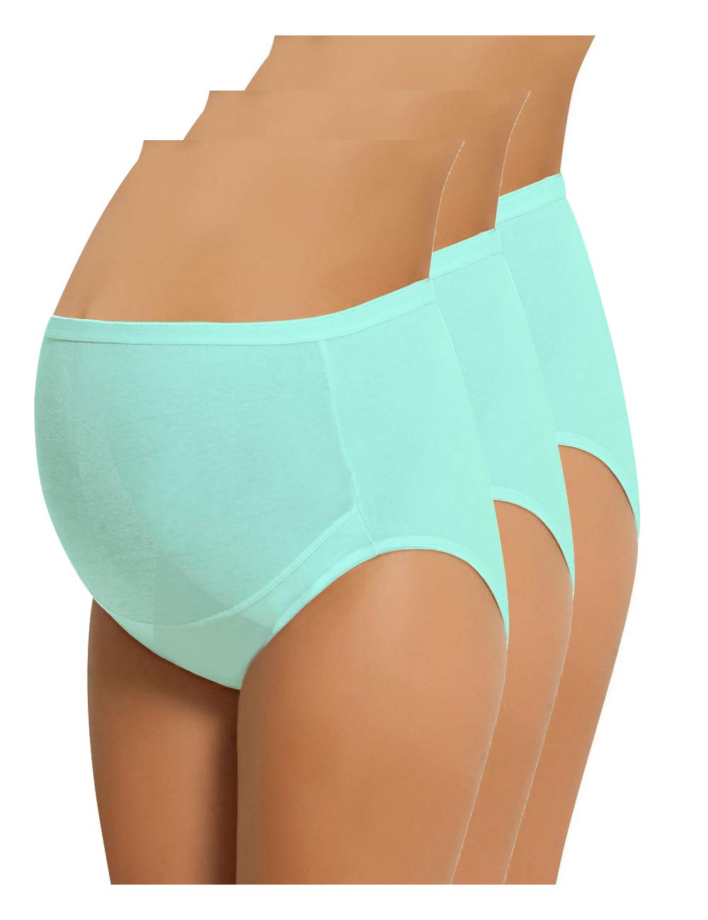NBB Lingerie Women's Plus Size Maternity Panties High Cut Cotton Over Bump Underwear Brief - Sizes Small to XXX-Large Small 3 Pack - Mint