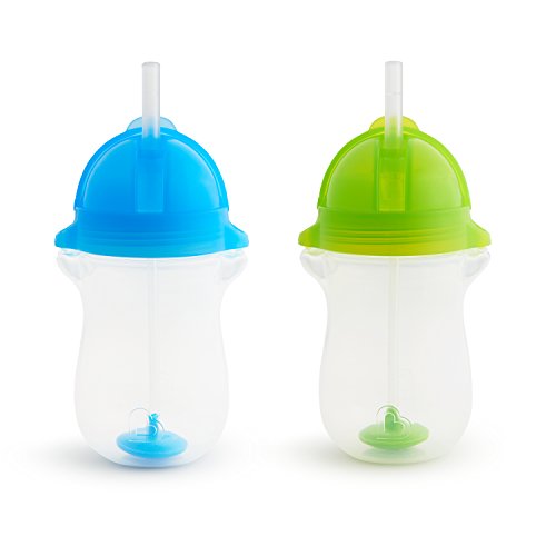Book Cover Munchkin Click Lock Any Angle 2 Piece Weighted Straw Cup, Blue/Green