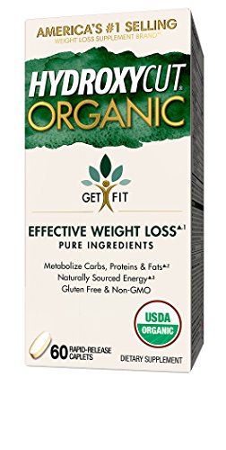 Hydroxycut Organic Weight Loss Supplements, Pure Ingredients, Naturally Sourced Energy, Metabolize Carbs Proteins & Fats, Gluten Free, Non GMO, 60 Pills