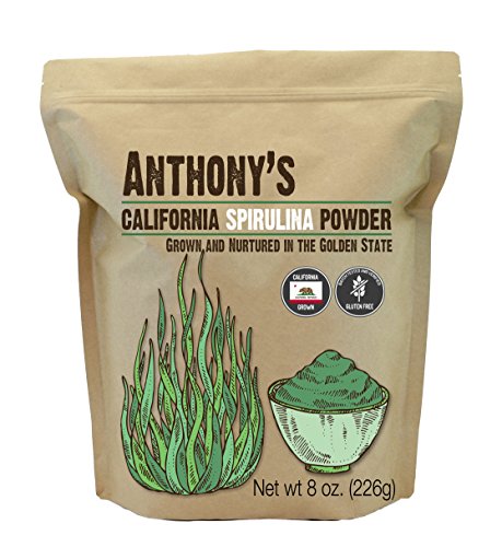 Book Cover Anthony's California Spirulina Powder, 8oz, Product of USA, Gluten Free, Non GMO