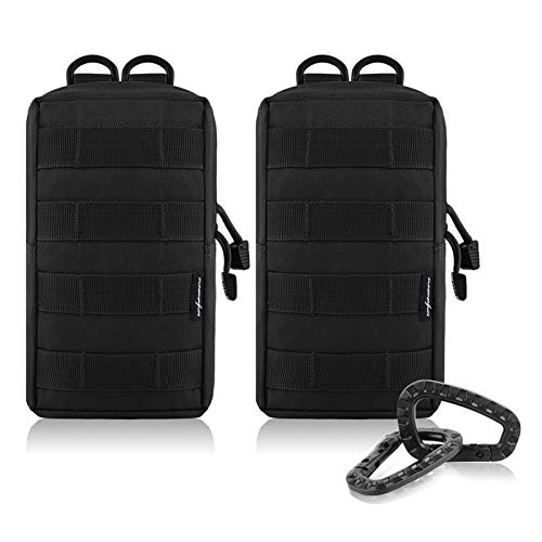 FUNANASUN 2 Pack Molle Pouches - Tactical Compact Water-Resistant EDC Utility Pouch Bags