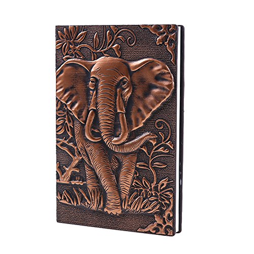 Leather Journal Writing Notebook - Antique Handmade Leather Daily Notepad Sketchbook, Elephant Gift for Men & Women, Travel Diary & Notebooks to Write in (Red, A5)