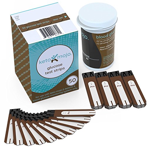 Keto-Mojo 50 Blood Glucose Test Strips, Precision Sugar Measurement for Diabetics, Monitor Your Diabetes & Ketogenic Low-Carb Diet and Nutritional Ketosis, Strips Work Only in Keto-Mojo Meters