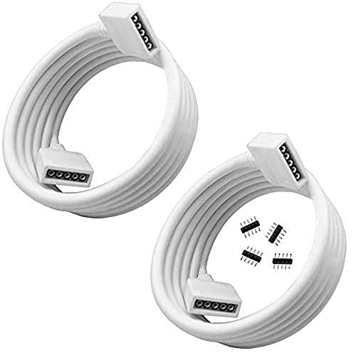RGBZONE 2 Pack 2M 6.6ft 5pin Extension Cable Connect Female Plug to SMD 5050 RGBW LED Strip Light with Free 4pcs 5pin Connector