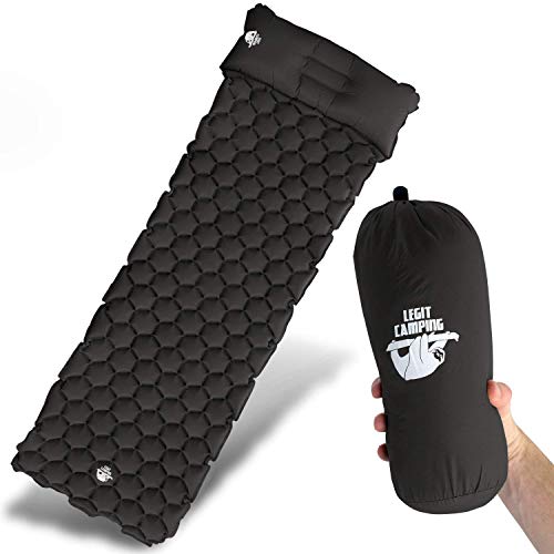 Book Cover Legit Camping Sleeping Pad Camping Mat by The Most Comfortable Sleeping Mat - Rolls Up Tight - Air Support Cells Transform Your Camping Mattress and Camping Pad - Best Outdoor Sleep (Black)