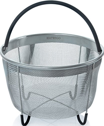 Hatrigo Steamer Basket for Pressure Cooker Accessories 8qt [3qt 6qt avail] Compatible with Instant Pot Accessories Ninja Foodi Multi Cookers, Strainer Insert with Silicone Handle, IP 8 Quart