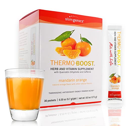 SlimGenics Thermo-Boost ® | Thermogenic Powder Energy Drink Mix – Antioxidant - Metabolism Booster, Weight Loss for Women - Fights Fatigue and Inflammation (Mandarin Orange) 30ct