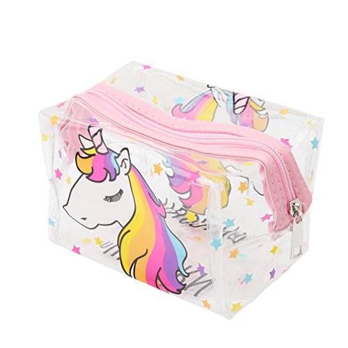 Book Cover HENGSONG Women Girls Unicorn Transparent Makeup Pouch Cosmetics Bag Key Bag Coin Purse Stationery Case Pencil Case with Zipper Gifts (Color 1)