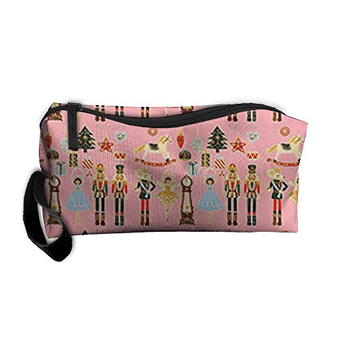 New Nutcracker Christmas-Pink Xmas Cosmetic Bag Pencil Case MakeUp Organizer Lightweight Hanging Toiletry Travel Bag