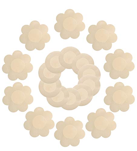 Daisyformals 10 Pairs Satin Pasties Women Sexy Pasties Disposable Nipple Covers(Flower & Round)