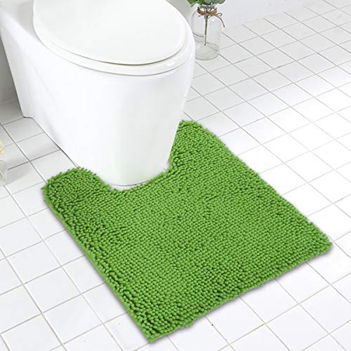 Soft Plush Chenille Around Toilet - Cold Feet Protector Bathroom Rug, Absorbent Microfiber Contour/U Shape Bath Mat, Machine Washable, Non-Slip Grip, Quick-Dry, Thick Shaggy (Lavender, 24"x20")