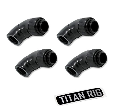EKWB EK-AF G1/4" 2x45Â° Angled Fitting, Black, 4-pack