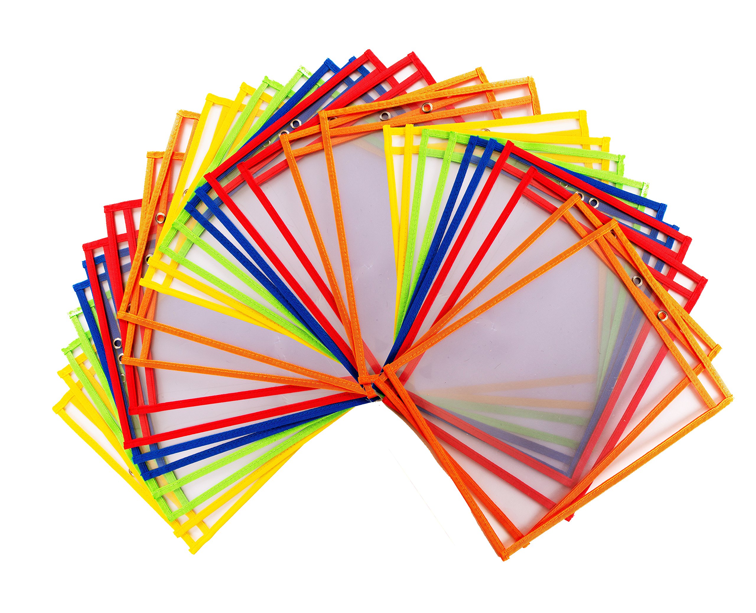 30 Multicolored Dry Erase Pockets, Oversize 10 x 13 Pockets, Perfect for Classroom Organization, Reusable Dry Erase Pockets, Teaching Supplies, 30 Pack