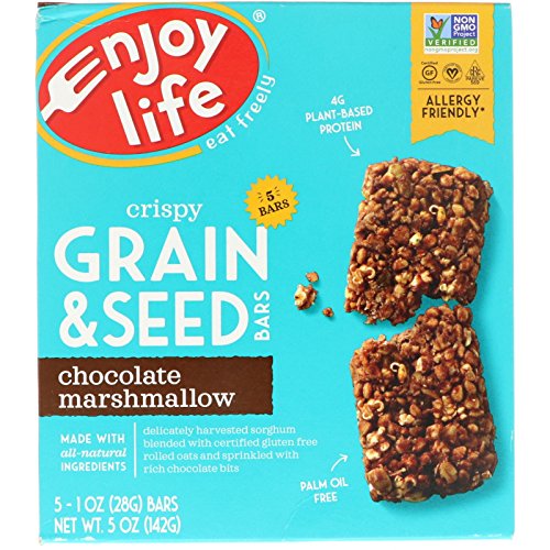 Book Cover Enjoy Life Foods Crispy Grain & Seed Bars, Chocolate Marshmallow, 5 Bars, 1 oz (28 g) Each